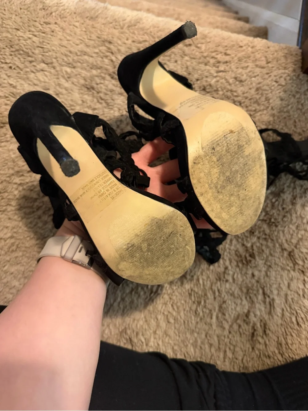Black Lace-Up Gladiator High Heel Sandals